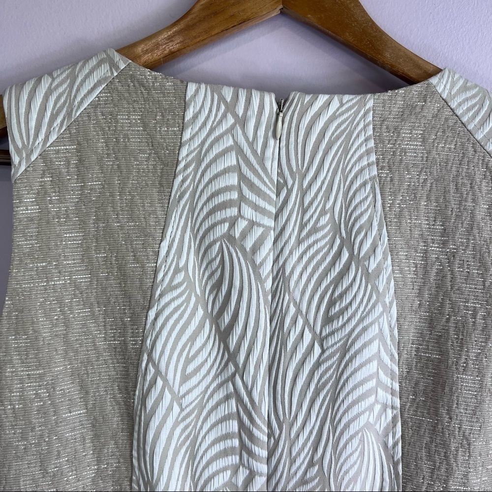 ELLEN TRACY Gold Accent Champagne Ivory Brocade Sheath Dress Size 8 - Picture 10 of 14